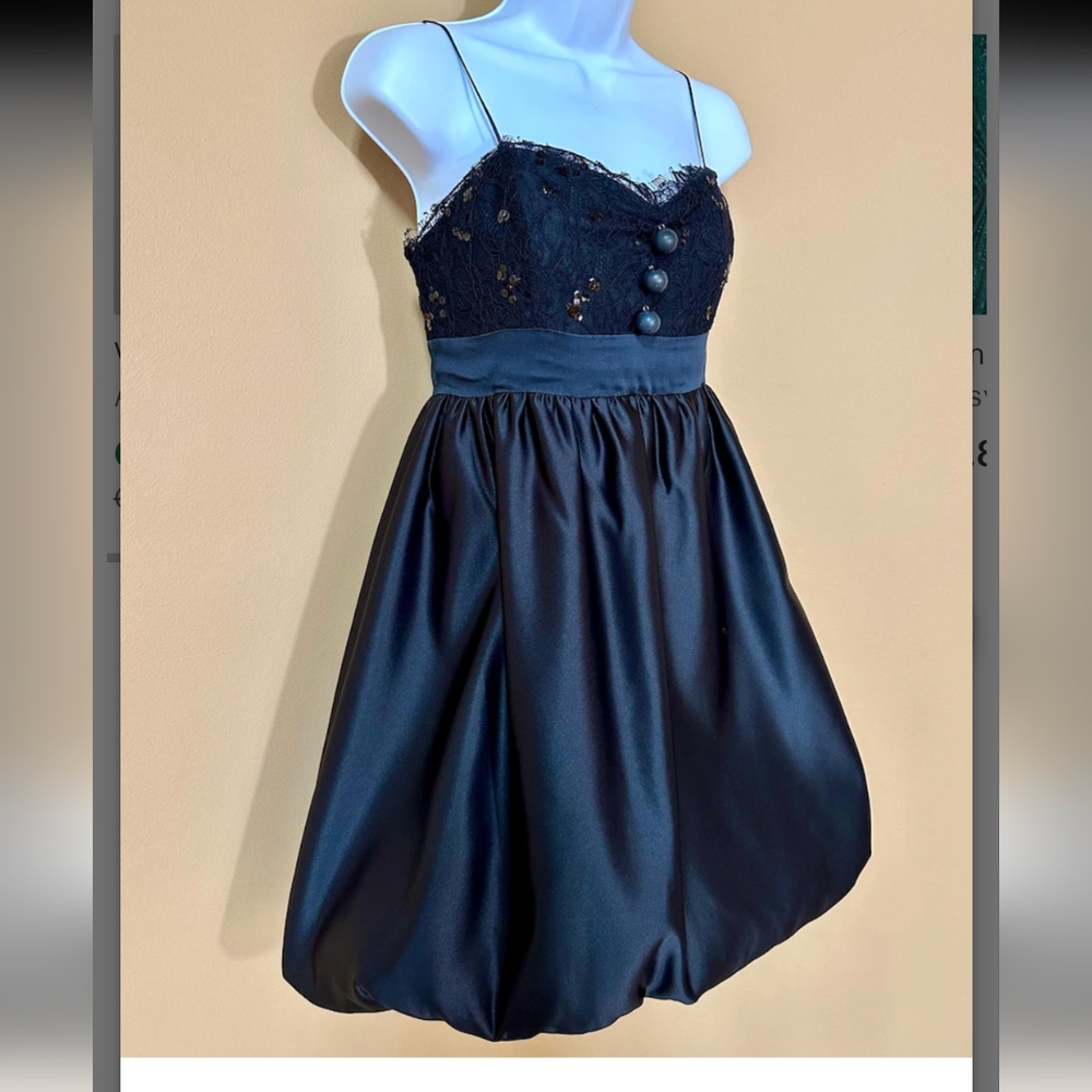 Betsey Johnson Silk Black Sweetheart Bubble Hem Cocktail Prom Party Dress Size 2